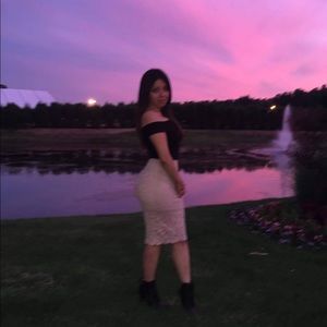 Tan Lace Pencil Skirt